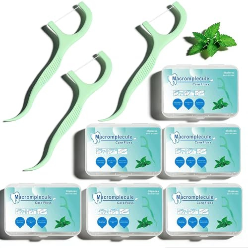 Hilo Dental con Mango 300 Piezas Menta | Arcos Dentales para Limpieza Dental en Viaje Camping Outdoor | Palillos con Hilo Dental resistentes