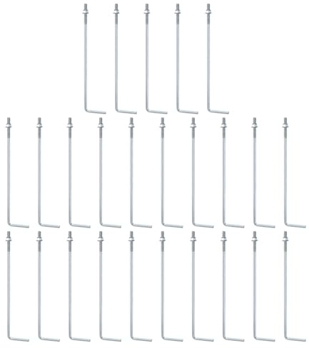 QUARKZMAN 25 Piezas Anclajes Perno, 1/2-13 X 18 Pernos De Cimentación En Forma De L Acero Al Carbón Galvanizado Pernos-L Con Tuercas Y Arandelas Para Proyectos De Madera, Blanco