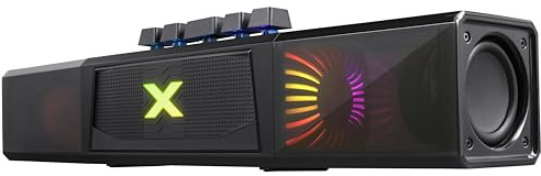 Defender® Xeno PC Lautsprecher, Tragbarer Computer Lautsprecher Schwarz 2.0 Soundbar USB Betrieb, Bluetooth 5.4 Modus, LED-Lichter mit Schaltertaste