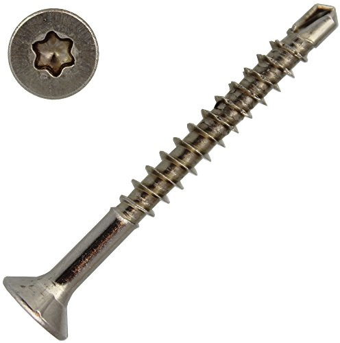 500 Stück Spanplattenschrauben 5 X 70/42 TORX T-25 mit Bohrspitze (Teilgewinde), Senkkopf u. Innensechsrund, Edelstahl A2