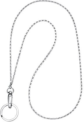 Wisdompro® modischer Lanyard für Damen, 48,3 cm Länge, Halskette mit ovalem Drehgelenk-Verschluss und Schlüsselring für Ausweise und Schlüssel Stud Chain