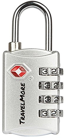 TSA-Gepäckschlösser mit 4-stelliger Zahlenkombination | TSA-Kofferschlösser für Flugreisen | TSA-Schloss für Koffer, Gepäck, Rucksack | Zahlenschloss | 5er-Pack, Silber