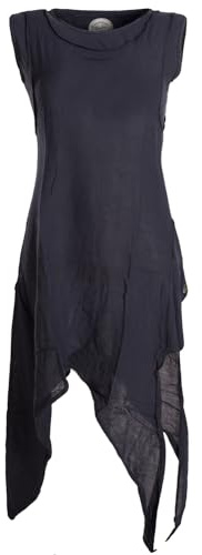 Vishes - Alternative Bekleidung - Asymmetrisches armloses Lagenlook Zipfelkleid schwarz 40
