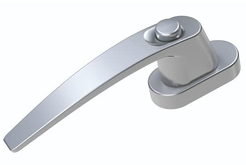 BASI | Fenstergriff | verriegelbar mit Druckknopf | in Aluminium Silber | Hochwertige Optik | Dreh Kipp Funktion | moderner Fensterbeschlag | Kindersicherung