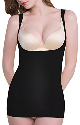 Everbellus Donna Aperto Busto Corsetto Modellante Intimo Contenitivo Snellente Shapewear Seamless Body Shaper Nero X-Large