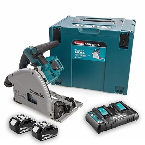 MAKITA DSP600PT2J - Sega a immersione LXT BL Ø165 mm (2 x 5,0 Ah)