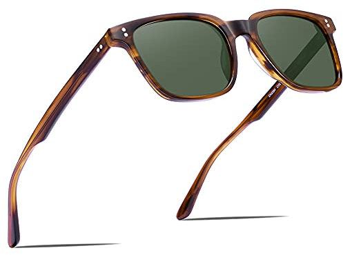 CARFIA Polarisierte Herren Sonnenbrille mit Rechteckig Acetatrahmen, 100% UV-Schutz Sportliche Sonnenbrille