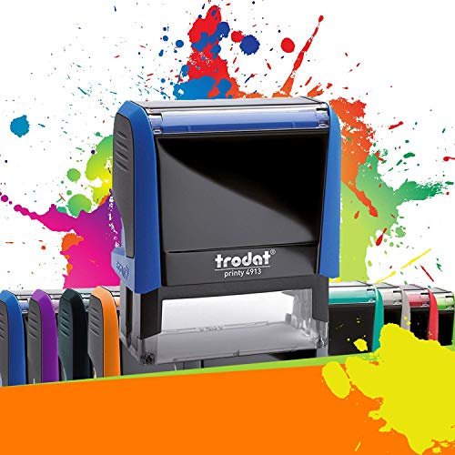 Trodat Printy 4913 - Tampon Encreur Professionnel Automatique 5 lignes À Personnaliser - Empreinte 58 x 22 mm Offerte (Bleu)