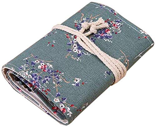 VIONNPPT Leinwand Farbige Bleistift Rolle Wrap Erwachsene Färbung Bleistift Halter Organizer für Farbige Bleistifte, KEINE Bleistifte (Pflaumenblüte, 72 Holes)