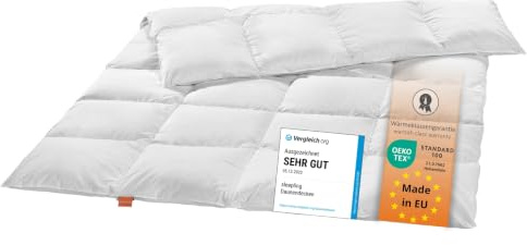 sleepling extra leichte Sommer Daunendecke 220x240cm, 90% Daunen 10% Federn | Sommerdaunendecke, Sommerdecke, Sommerbettdecke, Bettdecke 220 x 240 cm, Decke, Made in EU, OEKO-TEX, Downpass, Nomite