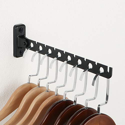 Alise Faltbarer Kleiderbügel, Wandmontage, Kleiderstange, Haken, robustes Trockengestell, platzsparendes Kleiderbügelsystem, Schrankaufbewahrung, Organizer, YHD1008-B, mattschwarz