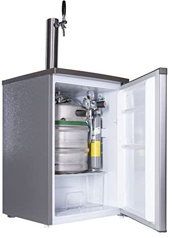 GASTROBEDARF WESTERBARKEY Zapfanlage Bierbar Silber für max 30l Fässer mit Schanksäule, Uhr, 0,5kg oder 2kg Co², Keg Typ M, S oder D (Keg Typ M) & 2000g Co²