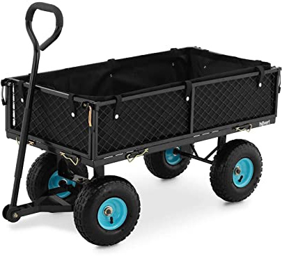 Hillvert Chariot De Plage Pliable Charriot Pliant Remorque De Jardin Transport 300kg HT-Twin 300 (Capacité De 300 kg, Pliable, Roues en Caoutchouc, Revêtement Imperméable, Poignée Rembourrée)