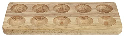 YARNOW Eierhalter Holz Eierablage Eiertablett Eierteller Eierbehälter 10 Löcher Eierplatte Eiereinsatz Eierkorb Eierständer Eierspender für Küche Kühlschrank Arbeitsplatte