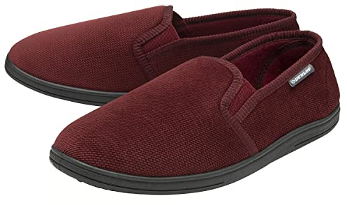DUNLOP House Slippers for Men Memory Foam Indoor Home Bedroom Comfortable Fleece