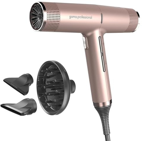 GA.MA Italy Professional, iQ Perfect Haartrockner, Ultraleichter Haartrockner mit intelligentem bürstenlosem Motor, Oxy-Active-Technologie für glänzendes, kräuselfreies Haar, 1600 W Leistung, GoldRose