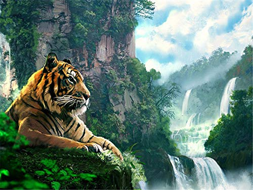 Puzzle 4000 Teile Tiger und Wasserfall, Farbenfrohes Puzzle für Erwachsene und Kinder ab 14 Jahren Klassische Puzzles Geschicklichkeitsspiel für die ganze Familie-55.70x34.44 Zoll (141.5 x 87.5cm)