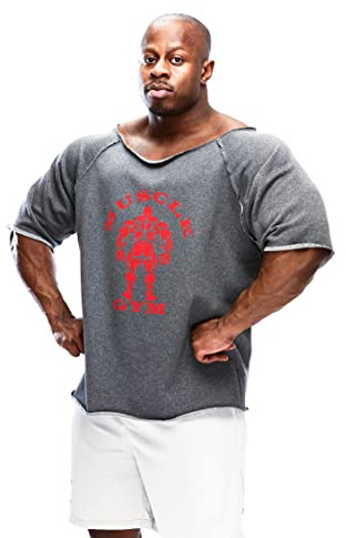 MUSCLE GYM Herren Bodybuilding-Top für Workout, Frottee-Baumwolle, Training, Aufwärm-Top, M-XXL (Größe M, MG Anthrazit), Mg Charcoal, L
