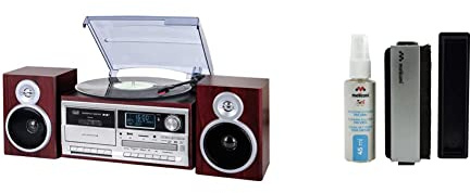 Trevi TT 1072 DAB Sistema Giradischi Stereo Bluetooth con Ricevitore Digitale DAB/DAB+ & Meliconi Vinyl – Kit di pulizia professionale per tutti i tipi di dischi, colore: argento