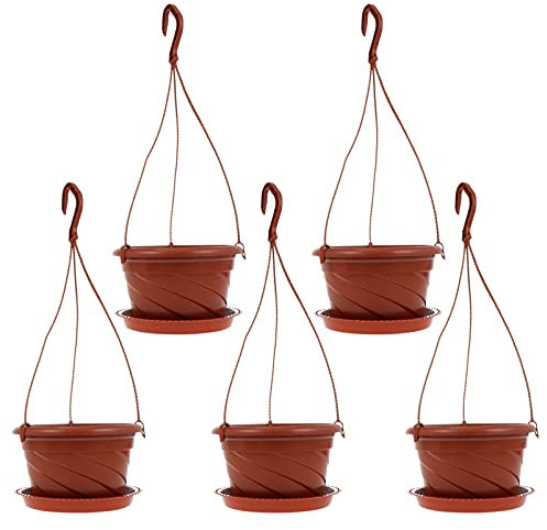 DOITOOL 5 Sets Hängender Korb mit Abnehmbarer Basis- 16. 5 cm/ 6. 48In Hängende Pflanztöpfe im Freien Innen- Hängende Blumentöpfe für Hausgarten Hochzeitsdekoration (Claret)