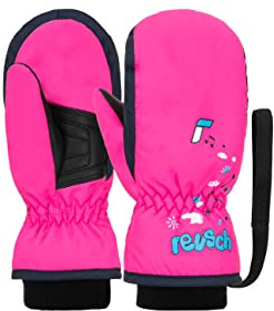 Reusch Guanti da sci per bambini, comodi e caldi, antivento, per tutti i giorni, per neve, slitta, guanti invernali, 3297 rosa glo/Dress Blue, V