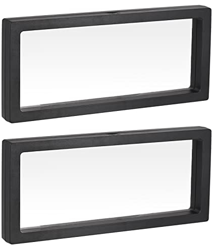 MECCANIXITY Floating Frame Display Holder Stand 3D Jewelry Display Box 11.81 x 4.33 x 0.79 inch Black for Ring Necklace Bracelet Earring Pack of 2