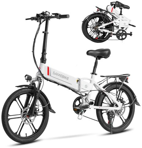 SAMEBIKE Folding 20 Electric City Bike with Removable 48V 10.4AH Lithium Battery for Adults, Folding Bicycle Commuter Ebike with 7 Speed Shifter Electric Bicycle Quick Delivery