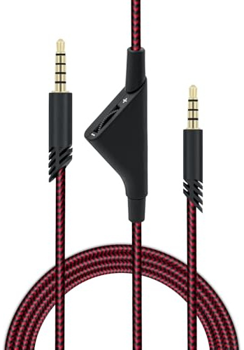 Mcbazel Ersatz-Audio-Aux-Kabel mit Lautstärkeregler für Astro A10/A30/A40 Headset | PS5/PS4/Xbox One/Serie S/X/PC/Smartphone über eine 3,5-mm-Buchse - Rot 2m