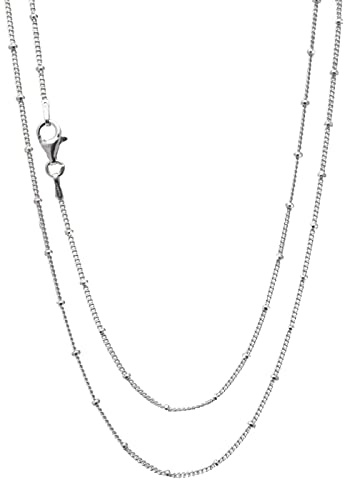 Treasure Bay Women's Silver Chain Beads Necklace | 925 Silver Italian Chain Layered Stacking Necklace Curb Ball Beaded Chain Necklace for Women and Girls 16 18 19 20 21 22 24 in