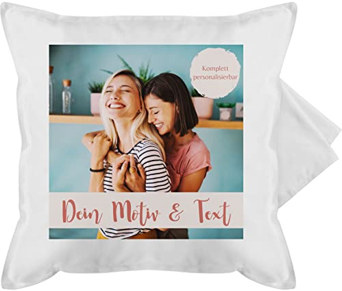 Kissenbezug - eigenem - Eigenes Foto I Eigenes Bild - 50 x 50 cm - Weiß - fotokissen kissen zum selber designen selbst drucken druck kopfkissen baumwoll muttertagskissen personalisiertes photo