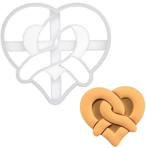 BAKERLOGY Herzförmige Brezel Ausstechform - Detailliertes Keksausstecher-Design zum Backen und Basteln, ideal für Fondant, Teig, Ton