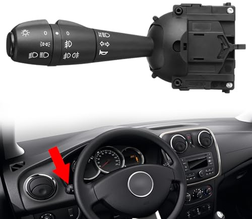 Ruolin Conmutador Columna Dirección, Interruptor de Columna de Dirección Compatible con Dacia Logan Lodgy Sandero Dorker Clio 8201167988