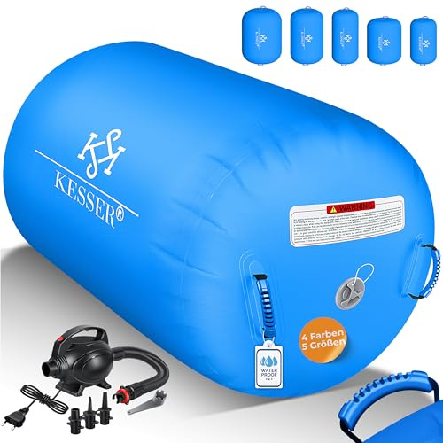 KESSER® Aufblasbare Airtrack | inkl. Tragetasche & elektr. Luftpumpe | Barrel Tumbling, Yoga, Fitnessmatte, Trainingshilfe, Turnmatte, Balance Trainer, Sportmatte, Gymnastikmatte, Workout