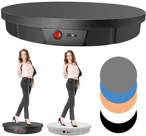 RVUEM Motorized Rotating Display Stand, 360° Electric Rotating Turntable, 52CM Diameter/100KG Load, for Photography, Shows, Display Heavy Duty Product/3D Models,Black,Plug in