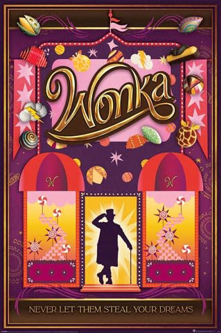 Wonka - Never let Them Steal Your Dreams - Film Poster - 61x91,5 cm + 2 St Posterleisten Holz 61 cm schwarz