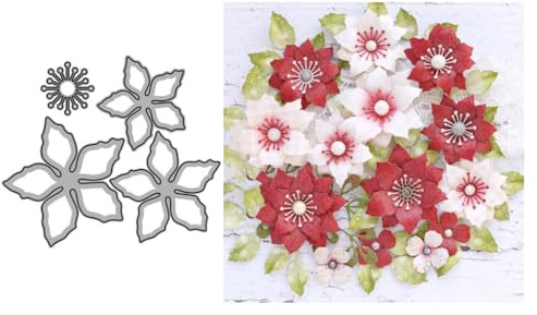 Sredwtk Blumen 3D Stanzschablonen Frühling Sommer Metall Prägeschablonen Stanzformen Schneiden für DIY Karte Sammelalbum Scrapbooking Fotoalbum Deko Cutting Dies (F)