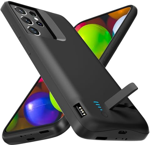 Giabuao Akkuhülle für Samsung Galaxy S24 Ultra 5G schwarz - 7000 mAh, Ständer, Schwarz