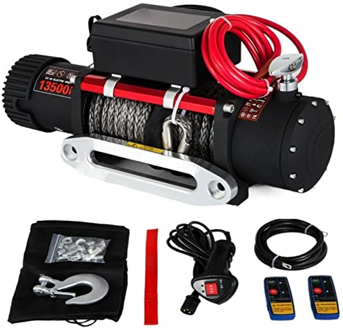DDKYHU Synthetisches Seil Elektrische Winde 13500LBS 12V Winde 4X4 für LKW RVs ATV UTV YIJIAN