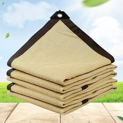 Telo Ombreggiante Occhiellato Vela Ombreggiante Impermeabile protezione privacy Tessuto Ombreggiante Traforato 90% Rete Di Protezione UV Balconi Esterno Serra Rete Frangivento,beige-2x6m