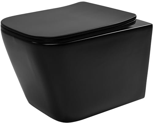 Rea WC suspendu Julio (siège sanitaire de salle de bain en céramique noir mat en Duroplast noir mat)