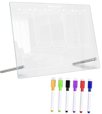 HONMEET 1set Lavagna Acrilica Trasparente Per Scrivere Memo Board Multifunzionale Per Casa e Ufficio Include Penna e Adesivi Per Appunti e Note Importanti