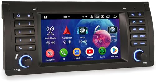 erisin Android 14, 8 Kern 4+64GB Autoradio Navi für BMW X5 E53 Carplay Android Auto GPS DSP Bluetooth 5.0 WiFi Dab+ FM Radio RDS Canbus Lenkradsteuerung IPS Touch Bildschirm