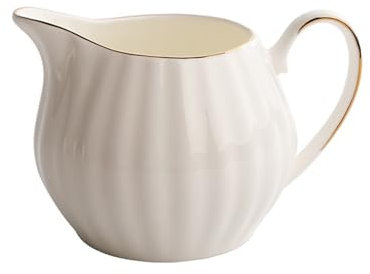 SDA287MZ Sauce Boat 300ml Creamer White Gravy Jug with Handle Sauce Boat Coffee Syrup Creamer Creamer for Salad Dressing Broth Custard Cream Gravy Jug