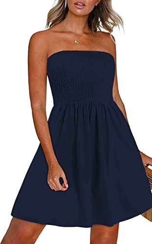florynova Robe d'été décontractée sans manches pour femme, robe d'été à épaules dénudées, cache-maillot de plage