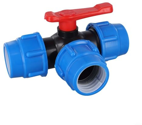 PE Pipe 3-Way Ball Valve 20/25/32/40/50mm Plastic Valve Ball Valve Valve, Flexible PE Pipe 3 Way Ball Valve Designed For Effective Water Flow Control(50mm)