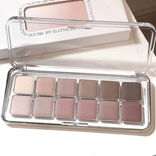 Full Matte Eyeshadow Palette, 12 Colors Nude Pink Brown Eye Shadow Pallets for Women, Long-Lasting Pressed Powder Eye Makeup Palette, Blendable Smokey Eyeshadow Makeup Gift