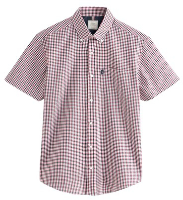 NEXT Homme Chemise Oxford boutonnée Repassage Facile Coupe Regular | Mélange de coton doux, Fermeture boutonnée, Imprimé à carreaux, Manches courtes