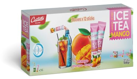 Castello since 1907 Thé Glacé Zéro Sachets Mangue 36 Sachets | 1 Sachet = 500 ml, Zéro Calorie, Sans Sucres, Sans Aspartame