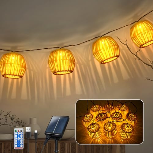 Ciskotu Guirlande lumineuse solaire de 3 m pour extérieur, 10 lampions solaires à LED pour extérieur résistants aux intempéries, boules Guirlande lumineuse solaire pour extérieur, 8 modes Guirlande