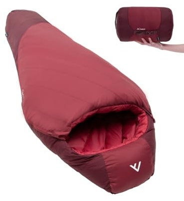 qeedo Daunenschlafsack 3 Jahreszeiten – warm, leicht & kompakt, Komfort 6 °C, in 2 Größen, RDS Daune, wasserabweisend, Camping & Trekking